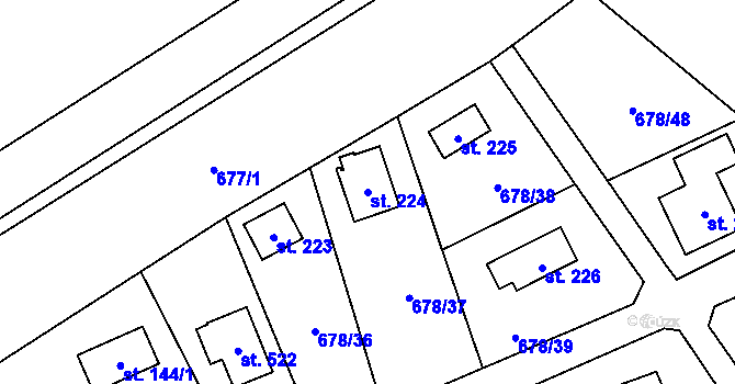 Parcela st. 224 v KÚ Tehov u Říčan, Katastrální mapa