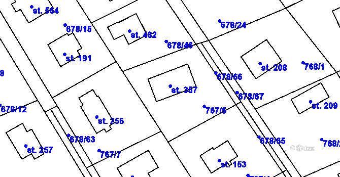Parcela st. 357 v KÚ Tehov u Říčan, Katastrální mapa