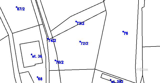 Parcela st. 72/2 v KÚ Tehov u Říčan, Katastrální mapa