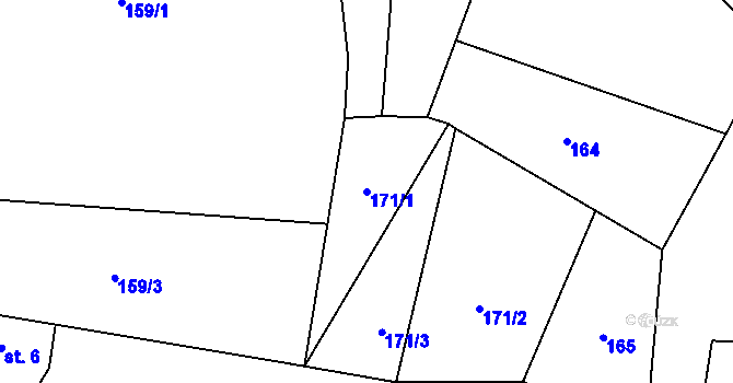 Parcela st. 171/1 v KÚ Tehov u Říčan, Katastrální mapa
