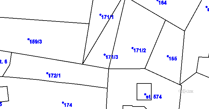 Parcela st. 171/3 v KÚ Tehov u Říčan, Katastrální mapa