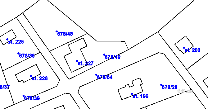 Parcela st. 678/49 v KÚ Tehov u Říčan, Katastrální mapa
