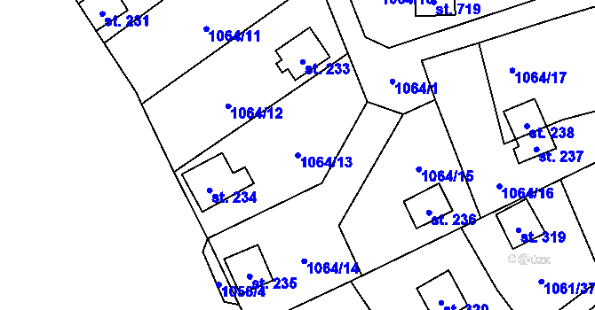 Parcela st. 1064/13 v KÚ Tehov u Říčan, Katastrální mapa