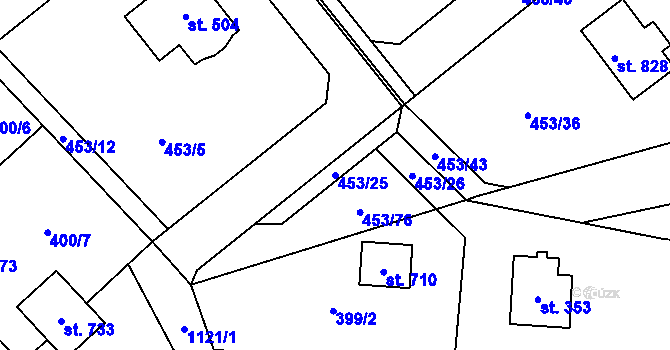 Parcela st. 453/25 v KÚ Tehov u Říčan, Katastrální mapa