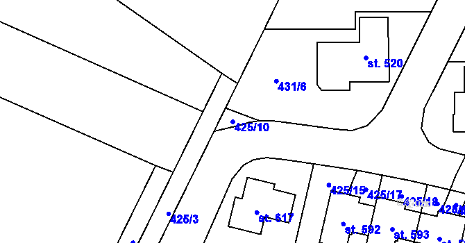 Parcela st. 425/10 v KÚ Tehov u Říčan, Katastrální mapa