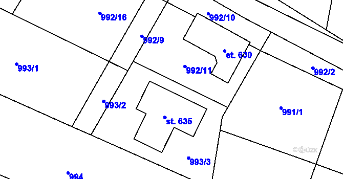Parcela st. 992/13 v KÚ Tehov u Říčan, Katastrální mapa