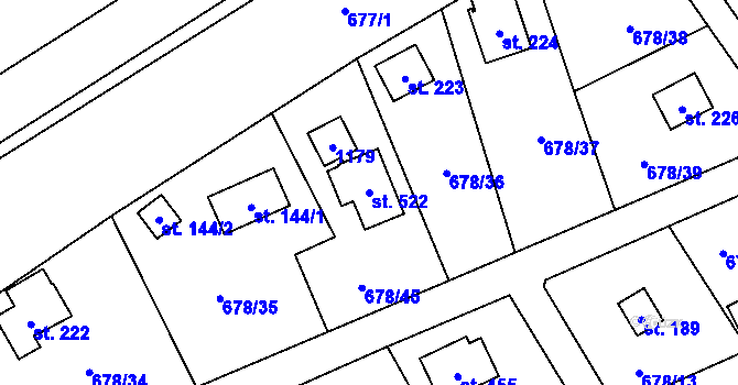 Parcela st. 522 v KÚ Tehov u Říčan, Katastrální mapa