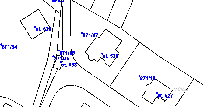 Parcela st. 526 v KÚ Tehov u Říčan, Katastrální mapa