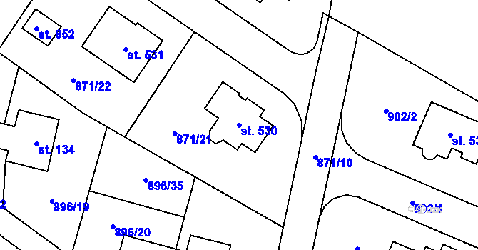 Parcela st. 530 v KÚ Tehov u Říčan, Katastrální mapa