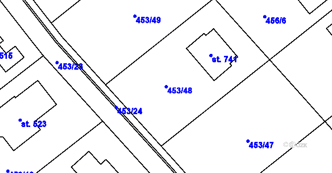 Parcela st. 453/48 v KÚ Tehov u Říčan, Katastrální mapa