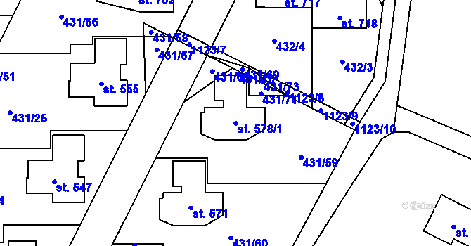Parcela st. 578/1 v KÚ Tehov u Říčan, Katastrální mapa