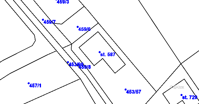 Parcela st. 587 v KÚ Tehov u Říčan, Katastrální mapa