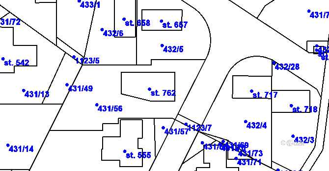 Parcela st. 432/19 v KÚ Tehov u Říčan, Katastrální mapa