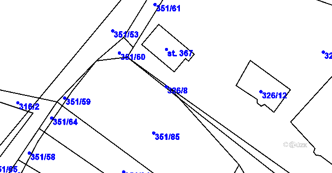 Parcela st. 326/8 v KÚ Tehov u Říčan, Katastrální mapa