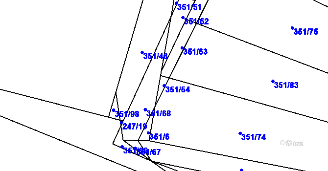 Parcela st. 351/54 v KÚ Tehov u Říčan, Katastrální mapa