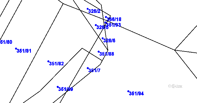 Parcela st. 351/88 v KÚ Tehov u Říčan, Katastrální mapa