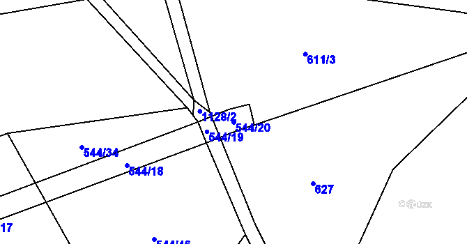 Parcela st. 544/20 v KÚ Tehov u Říčan, Katastrální mapa
