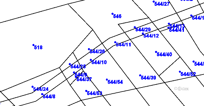 Parcela st. 544/21 v KÚ Tehov u Říčan, Katastrální mapa