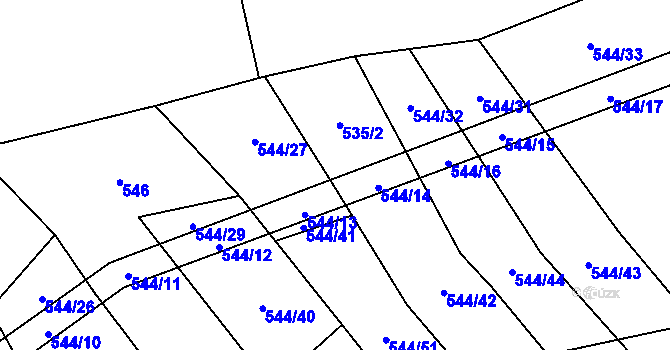 Parcela st. 544/30 v KÚ Tehov u Říčan, Katastrální mapa