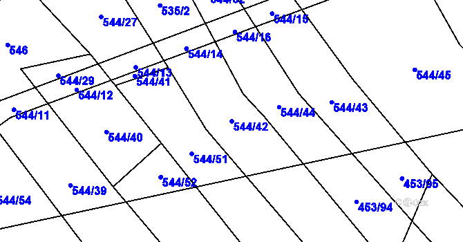 Parcela st. 544/42 v KÚ Tehov u Říčan, Katastrální mapa