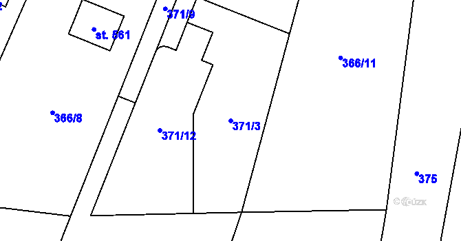 Parcela st. 371/3 v KÚ Tehov u Říčan, Katastrální mapa