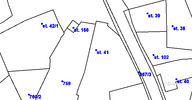 Parcela st. 41 v KÚ Tehovec, Katastrální mapa