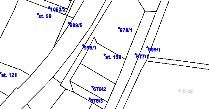 Parcela st. 158 v KÚ Tehovec, Katastrální mapa