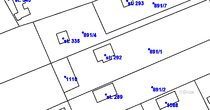 Parcela st. 292 v KÚ Tehovec, Katastrální mapa