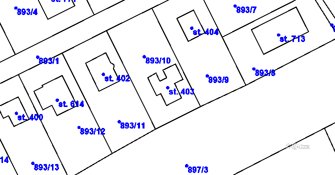 Parcela st. 403 v KÚ Tehovec, Katastrální mapa