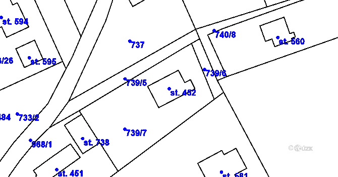 Parcela st. 452 v KÚ Tehovec, Katastrální mapa