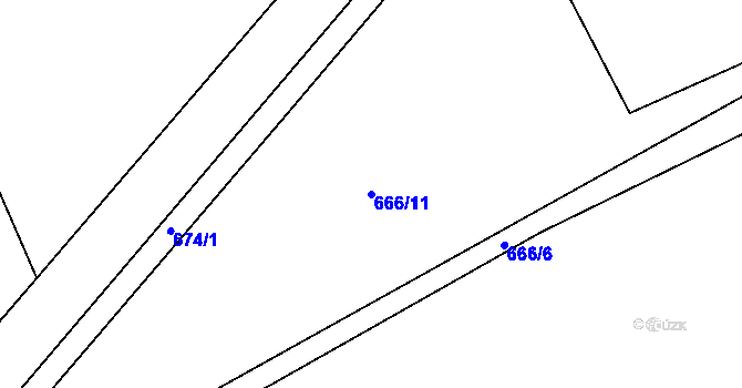 Parcela st. 666/11 v KÚ Tehovec, Katastrální mapa