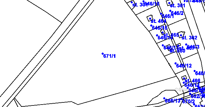 Parcela st. 671 v KÚ Tehovec, Katastrální mapa