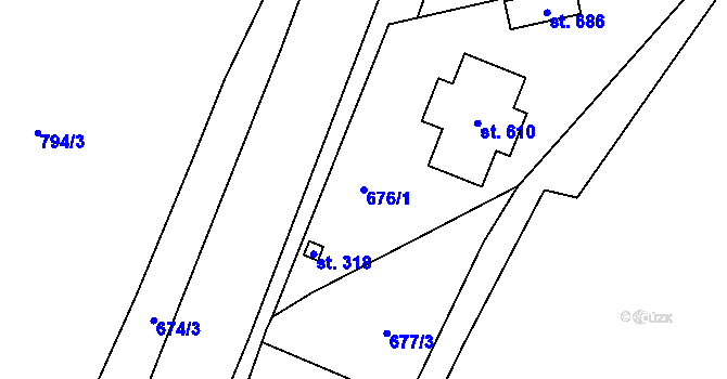 Parcela st. 676/1 v KÚ Tehovec, Katastrální mapa