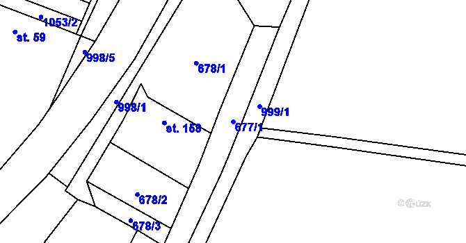 Parcela st. 677/1 v KÚ Tehovec, Katastrální mapa