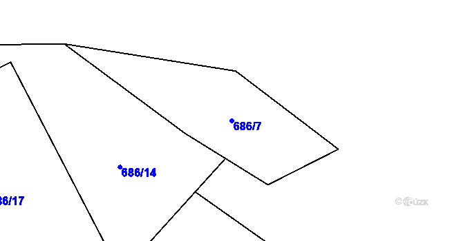 Parcela st. 686/7 v KÚ Tehovec, Katastrální mapa