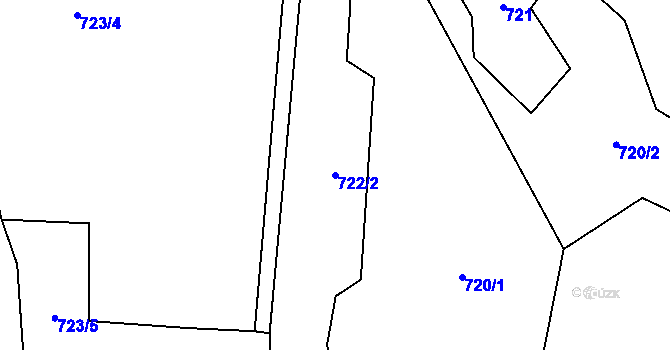 Parcela st. 722/2 v KÚ Tehovec, Katastrální mapa