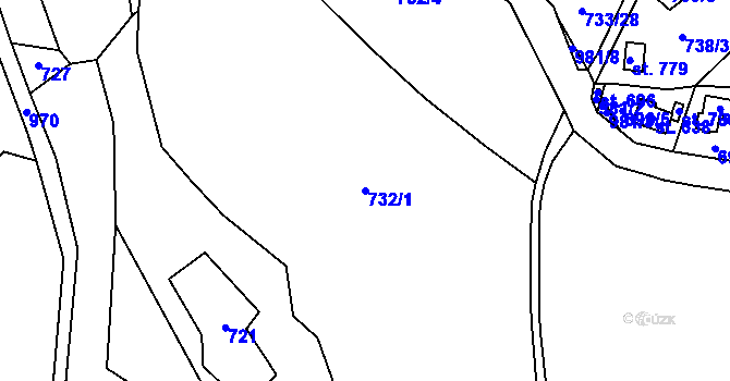 Parcela st. 732/1 v KÚ Tehovec, Katastrální mapa