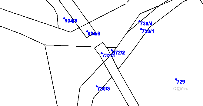 Parcela st. 732/3 v KÚ Tehovec, Katastrální mapa