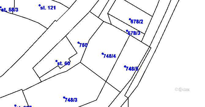 Parcela st. 748/4 v KÚ Tehovec, Katastrální mapa