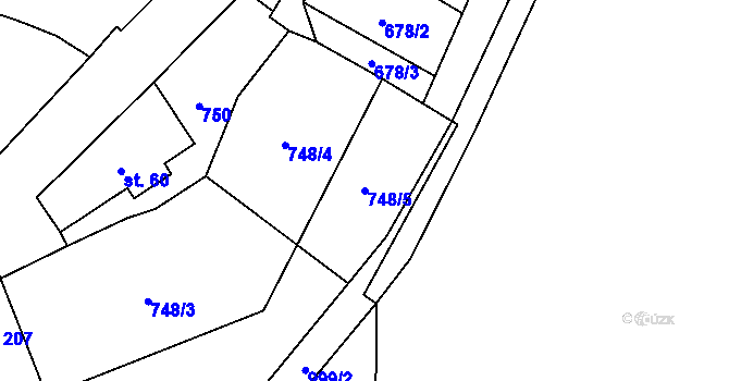 Parcela st. 748/5 v KÚ Tehovec, Katastrální mapa