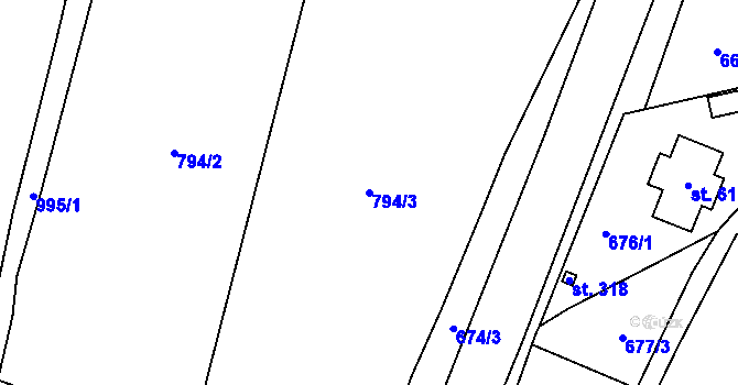 Parcela st. 794/3 v KÚ Tehovec, Katastrální mapa