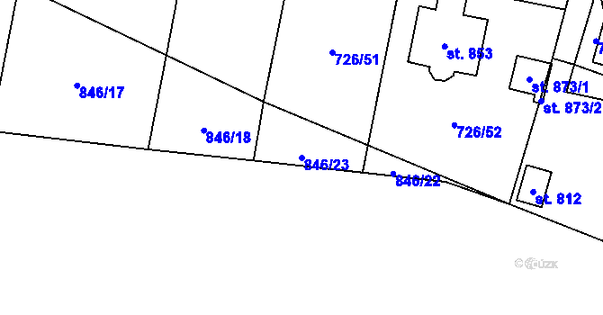 Parcela st. 846/23 v KÚ Tehovec, Katastrální mapa