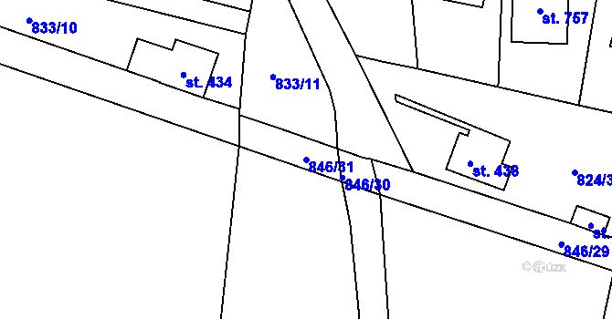 Parcela st. 846/31 v KÚ Tehovec, Katastrální mapa
