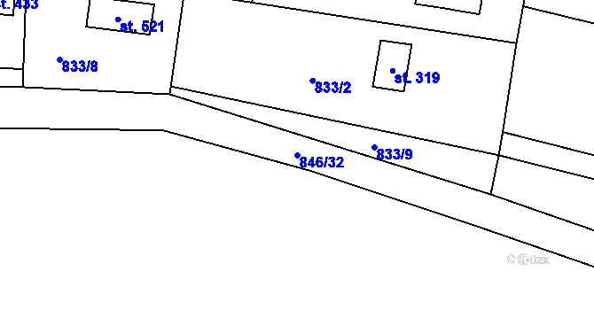 Parcela st. 846/32 v KÚ Tehovec, Katastrální mapa