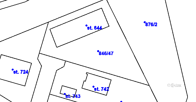 Parcela st. 846/47 v KÚ Tehovec, Katastrální mapa