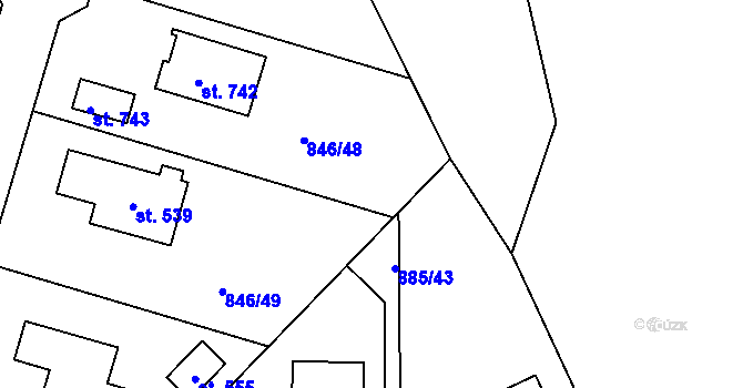Parcela st. 846/48 v KÚ Tehovec, Katastrální mapa