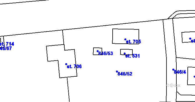 Parcela st. 846/53 v KÚ Tehovec, Katastrální mapa