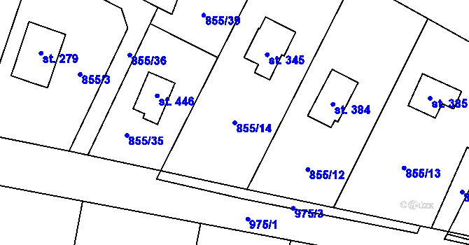 Parcela st. 855/14 v KÚ Tehovec, Katastrální mapa