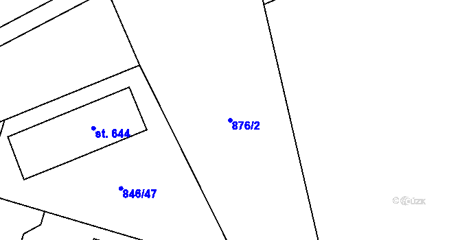 Parcela st. 876/2 v KÚ Tehovec, Katastrální mapa