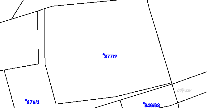 Parcela st. 877/2 v KÚ Tehovec, Katastrální mapa